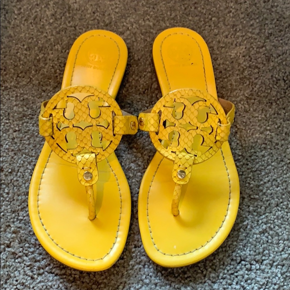 Tory Burch Miller sandals. Bright yellow